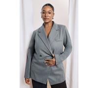 Boohoo Plus Wool Look Wrap Blazer In Grey grey 28