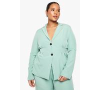 Boohoo Plus Woven Cinched Waist Blazer In Light Khaki light khaki 18