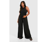 Boohoo Plus Woven Drawstring Wide Leg Trouser In Black black 16