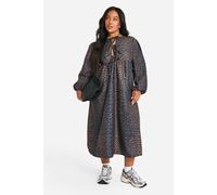 boohoo Women's Plus Woven Leopard Midi Smock Dress | Size: 22
