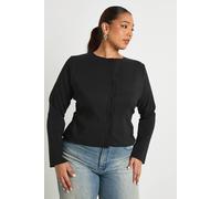 Boohoo Plus Woven Long Sleeve Button Down Top In Black black 20