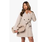 Boohoo Plus Woven Tailored Obi Belt Blazer Dress In Taupe taupe 20