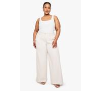 Boohoo Plus Woven Tailored Straight Leg Trouser In Light Stone light stone 18