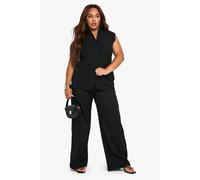 Boohoo Plus Woven Tailored Wide Leg Trouser In Black black 18