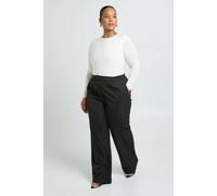 Boohoo Plus Woven Tailored Wide Leg Trouser In Black black 24