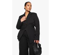 Boohoo Plus Woven Tailored Wrap Blazer In Black black 20