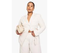Boohoo Plus Woven Tailored Wrap Blazer In Light Stone light stone 18