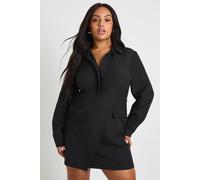 Boohoo Plus Woven Wrap Shirt Dress In Black black 22