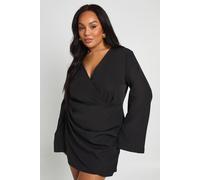 Boohoo Plus Wrap Front Blazer Dress In Black black 20