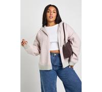 Boohoo Plus Zip Up Stripe Jacket In Pink pink 16-18