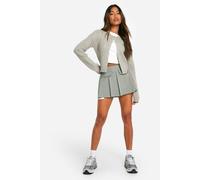 Boohoo Pocket Detail Pleated Woven Mini Skirt In Sage Silver sage silver 16