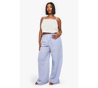 Boohoo Pointelle Vest And Wide Leg Trouser Pj Set In Blue blue 18