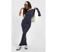 Boohoo Premium Contrast Rib One Shoulder Maxi Dress In Petrol petrol 14