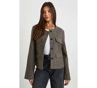 Boohoo Premium Herringbone Pocket Detail Tailored Jacket In Grey grey 10