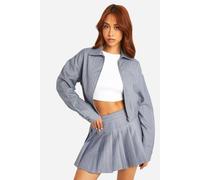 Boohoo Premium Pinstripe Relaxed Fit Bomber Jacket In Charcoal charcoal 14
