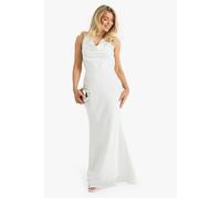 Boohoo Premium Plunge Cowl Maxi Dress In White white 14