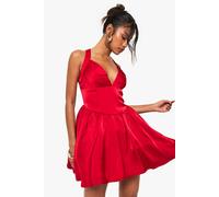 Boohoo Premium Ruched Cup Volume Mini Dress In Red red 10