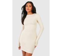 Boohoo Premium Super Soft Long Sleeve Mini Dress In Stone stone 18