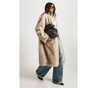 Boohoo Premium Vintage Look Collarless Faux Fur Maxi Coat In Grey grey 12