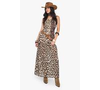 Boohoo Printed Chiffon Bandeau Maxi Dress In Leopard leopard 10