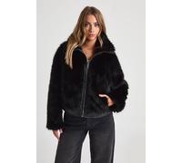Boohoo Pu Trim Fur Jacket In Black black 12