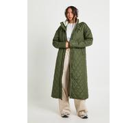 Boohoo Quilted Hooded Parka In Khaki khaki 14
