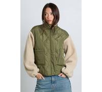 Boohoo Quilted Teddy Puffer Jacket In Khaki khaki 14