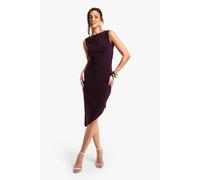 boohoo Women's Racer Asymmetric Hem Midi Dress in Plum | Size: 16