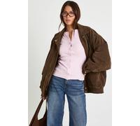 Boohoo Rib Button Through Long Sleeve Top In Baby Pink baby pink 6