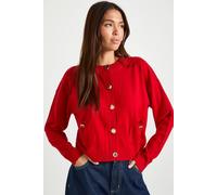 Boohoo Rib Knit Button Cardigan In Red red M