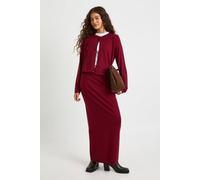 Boohoo Rib Knit Maxi Skirt In Burgundy burgundy S