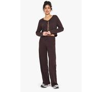 Boohoo Rib Tie Front Long Sleeve Top And Drawstring Straight Leg Trouser Set In Chocolate chocolate 8