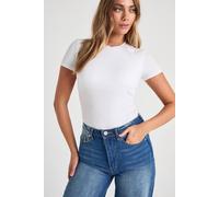 boohoo Women's Ribbed Built In Bra Cap Sleeve Top in White | Size: 16