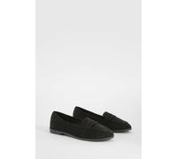 boohoo Women's Round Toe Basic Loafers in Black | Size: 5