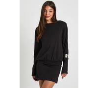 Boohoo Ruched Long Sleeve Shoulder Pad T-Shirt Mini Dress In Black black 16