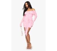 Boohoo Ruched Mesh Twist Mini Dress In Baby Pink baby pink 12
