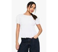 Boohoo Ruched Poplin T-Shirt In White white 12
