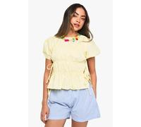boohoo Women's Ruched Poplin Tie Side Smock in Lemon | Size: 10