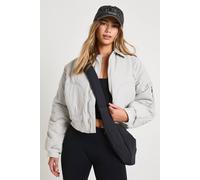 Boohoo Ruched Sleeve Bomber Jacket In Ice Grey ice grey 10