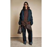 Boohoo Ruched Sleeve Denim Bomber Jacket In Dark Indigo dark indigo 14