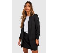 Boohoo Ruched Sleeve Tailored Blazer In Black black 8
