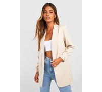Boohoo Ruched Sleeve Tailored Blazer In Stone stone 12