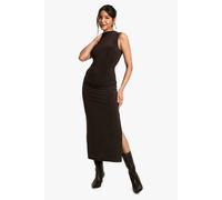 Boohoo Ruched Waist Sleeveless Midaxi In Chocolate chocolate 12