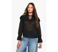 Boohoo Ruffle Blouse In Black black 10