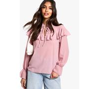 Boohoo Ruffle Blouse In Dusky Pink dusky pink 10