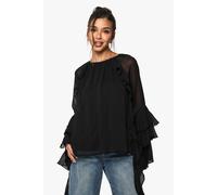 Boohoo Ruffle Flare Sleeve Blouse In Black black 8