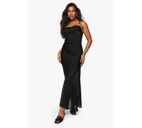 Boohoo Satin And Chiffon Mix Slip Dress In Black black 12