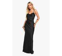 boohoo Women's Satin Cowl Neck Maxi Dress in Black | Size: 16