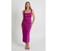 Boohoo Satin Square Neck Maxi Dress In Magenta magenta 16