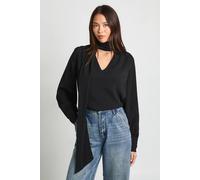 Boohoo Scarf Detail Crinkle Chiffon Blouse In Black black 12